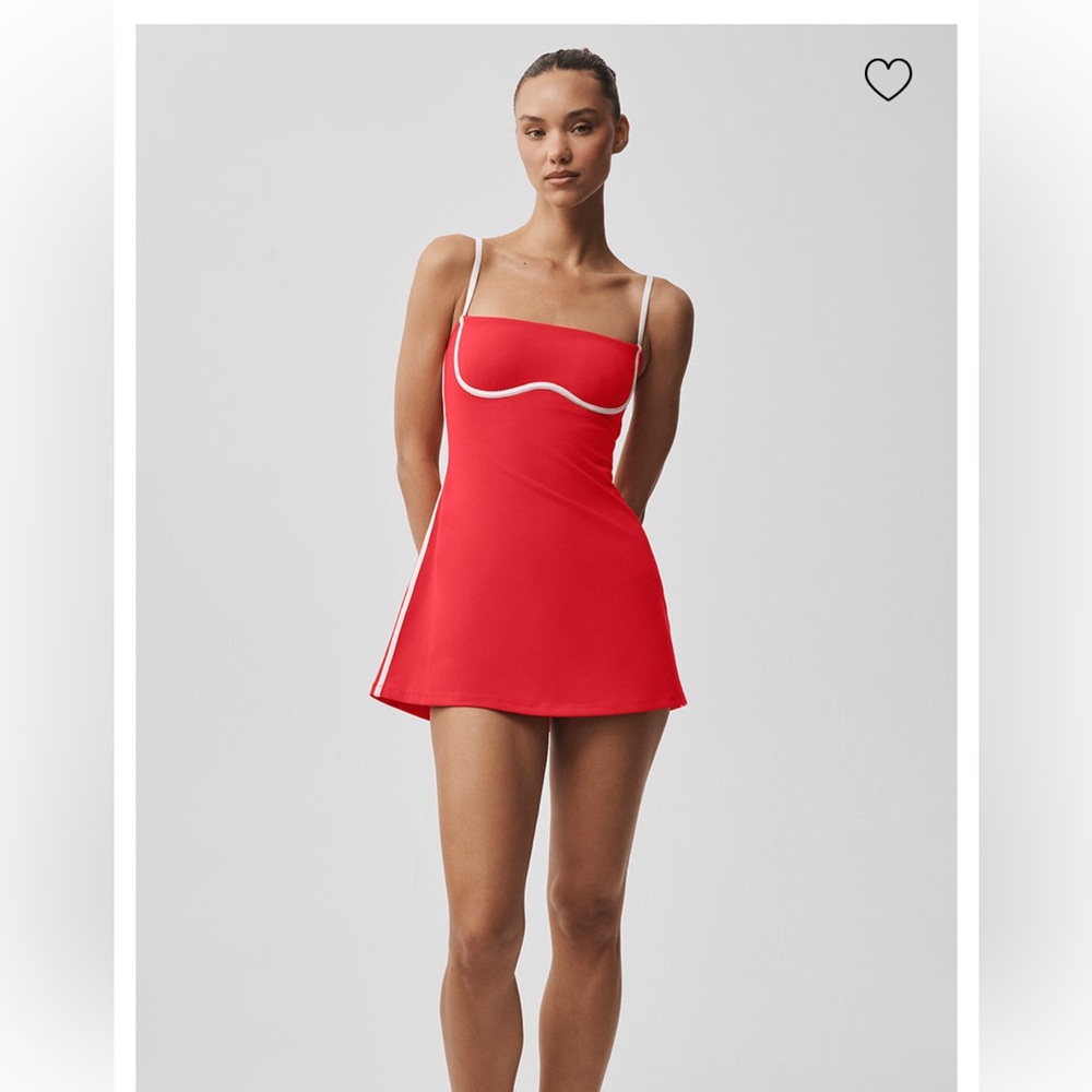 ALO Yoga Airbrush Streamlined Red & White Dress- size Small